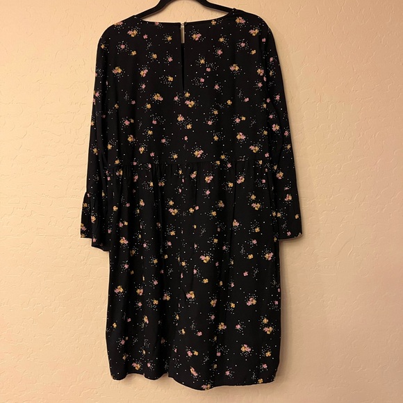 Old Navy Black Dress w/Pink & Yellow Floral Print & Tiny White Dots - Picture 11 of 15